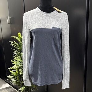 UpWest Hemp pullover crewneck,chest pocket, color block,soft